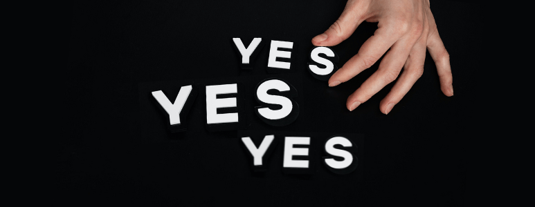 Yes Sets and Compliance Sets for Hypnosis Sales 2 The Word Yes Written Three Times