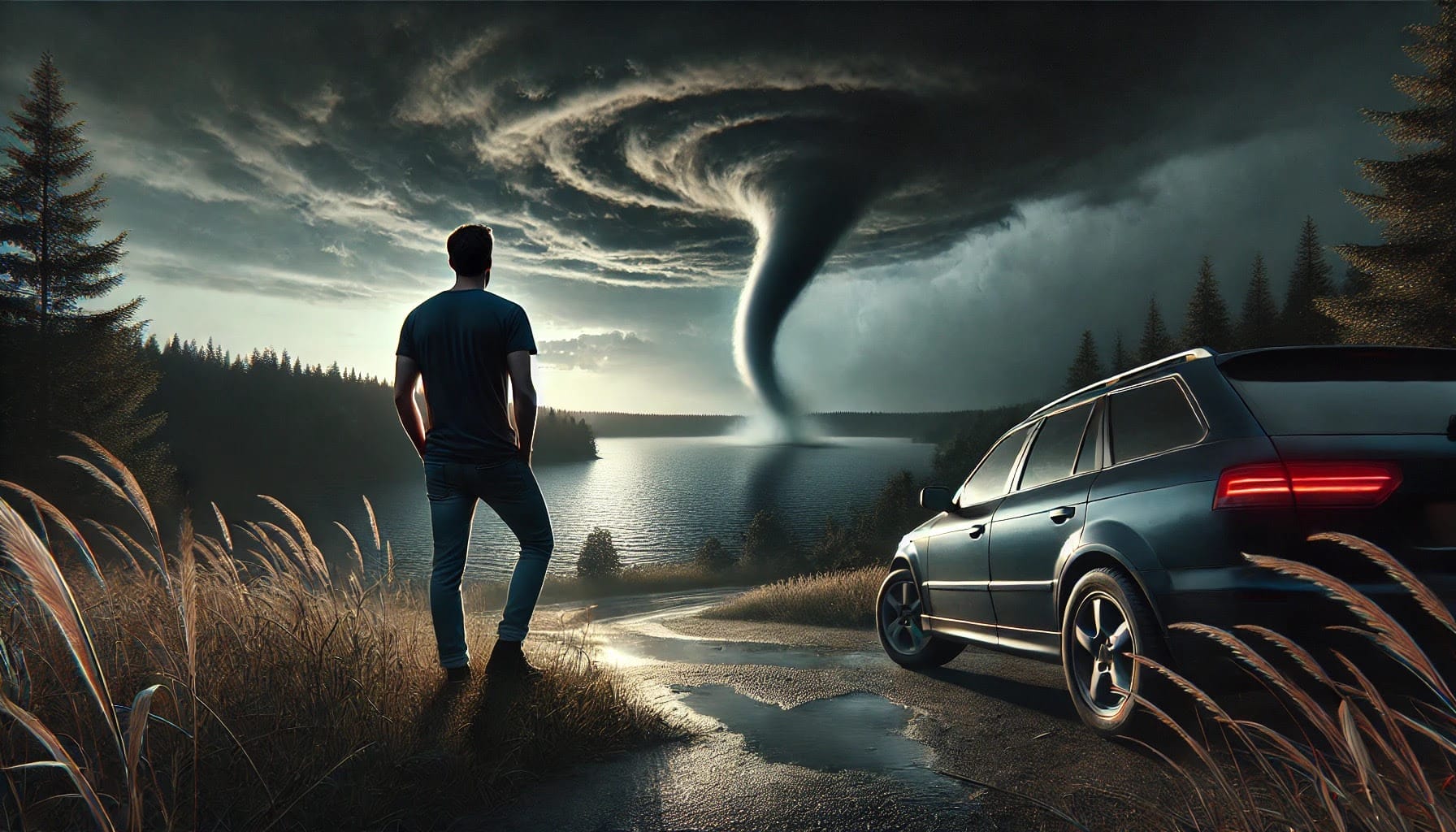 unnamed Man Looking At A Storm