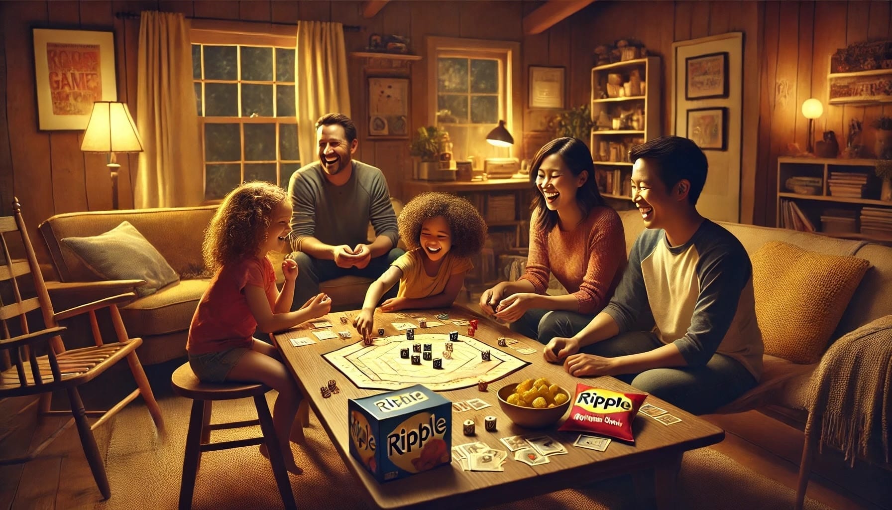 Happy Family Playing Board Game